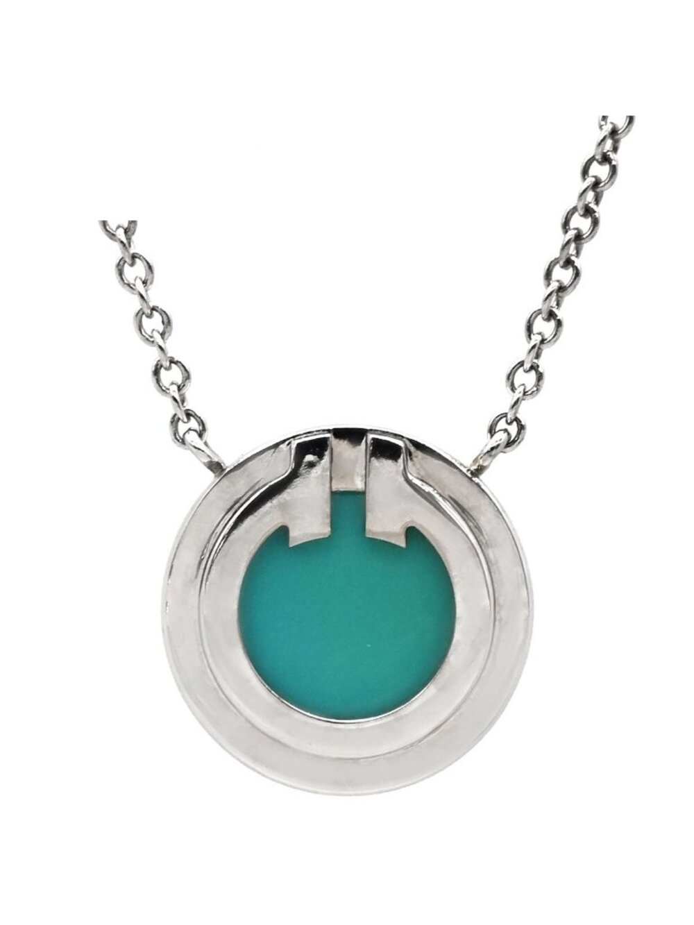 Tiffany & Co Necklace T Turquoise Circle Pendant Blue White Gold T& 18k